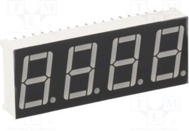 KW4-562AGB, Дисплей: LED, 7-сегментный, 14,2мм, 0,56", II.зн: 4, желто-зеленый