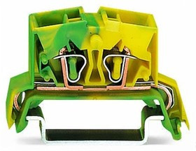 264-737, 4-пров. проходная клемма, 0,08 - 2,5 мм2, TS35, компакт., желто-зелёная