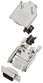 6355-0030-01, D-Sub Connector Kit, DE-9 Plug, Solder, Steel