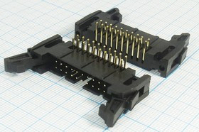 Разъем (IDC) IDCC-20MR вилка, шаг P2.54x2.54, контакты 20P, на плату, угловой, IDCC-20MR