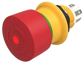 61-6451.4257, Переключатель: безопасности, Фикс.пол: 2, NC x2, 16мм, красный, LED