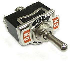 KN3(C)-123 (on)-off-(on), Тумблер трехпозиционный однополюсный без фиксации KN3(C)-123, 53х15.8х29 мм, (ON)-OFF-(ON), SPDT, 6 А, 250 В, 50