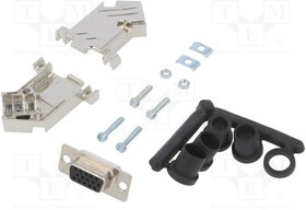 D45NT09-M-HDS15-K, D-Sub; PIN: 15; plug; female; soldering; for cable; black