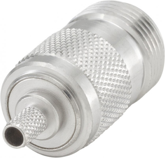 53K107-106N5, jack Cable Mount N Connector, 50, Crimp Termination, Straight Body