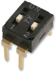 MCEI-02, DIP / SIP переключатель, 2 схем(-а), Ползунок, Сквозное Отверстие, SPST, 24 В DC, 25 мА