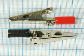 Зажим "крокодил" L 53/35x20x3, отв d4,0/винт, красный