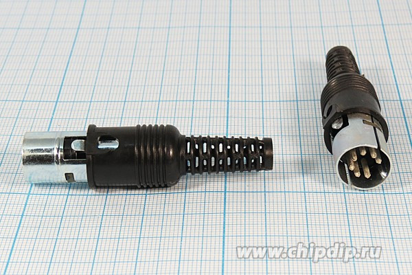 Штекер DIN, 7 контактов, на кабель; №111 штек DIN\ 7P[45/41]\каб\пл хвост\\ОНЦ-ВГ-11-7/16В\