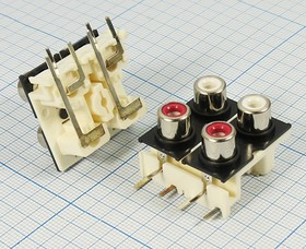 Гнездо RCA x 4, на плату, 2кр+2белый, пластик, Ni, угловое,панель; №38 гн RCA x 4\плат\2кр+2бел\\ пл\Ni\\угл,панель