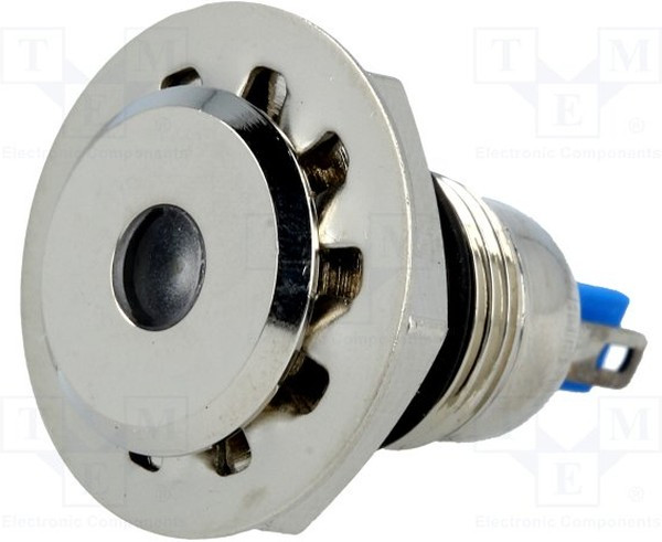 GQ12F-D/W/24, Индикат.лампа: LED, плоский, 24ВDC, Отв: d12мм, IP67, под пайку