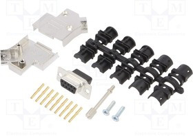 D45ZK09-DBCS-K, D-Sub; PIN: 9; plug; female; crimped; for cable; black