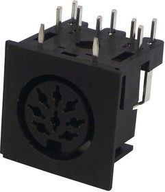 671-0801, Разъем DIN Аудио / Видео, 8 контакт(-ов), Гнездо, Монтаж на Печатную Плату