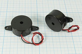 Зуммер пьезоэлектрический с генератором, размер 30x14m52, напряжение 3~20В, частота 3.5кГц, контакты