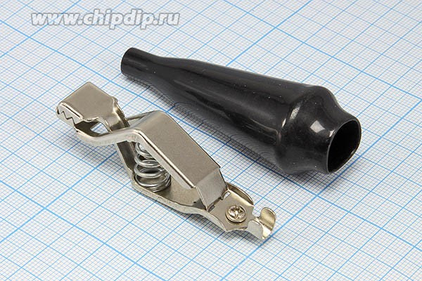 Зажим металлический изолированный черный L 65мм, 20А, кабель под винт; №1447 B зажим L 65мм\20А\ \каб\изол чер\винт