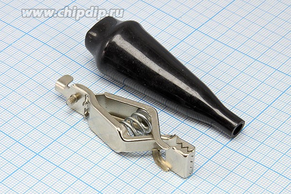 Зажим металлический изолированный черный L 65мм, 20А, кабель под винт; №1447 B зажим L 65мм\20А\ \каб\изол чер\винт