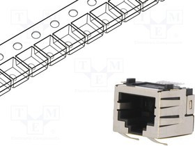 RJJS88SMTWF, Гнездо, RJ45, PIN: 8, Кат: 5, экранированный, Конф: 8p8c, SMT