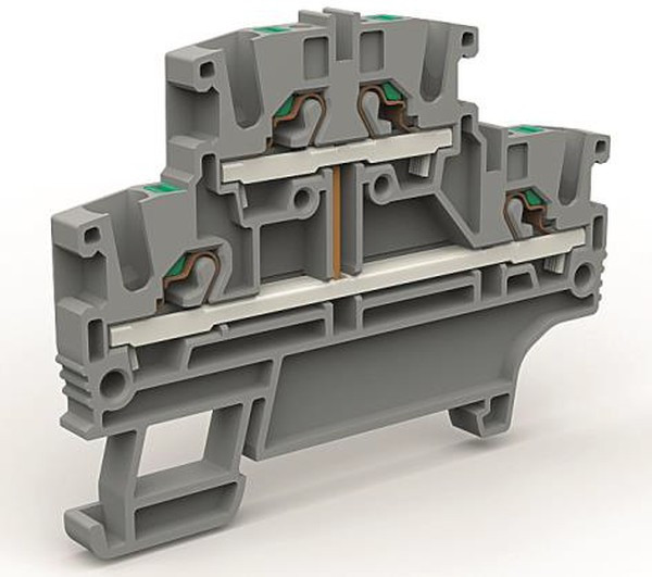 Клемма двухуровневая с объединенными ярусами на 2.5кв.мм DKC ZEFD210GR