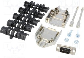 DTPK-M-09-DBP-K, Разъем D-Sub; PIN: 9; вилка; "папа"; пайка; на провод; черный