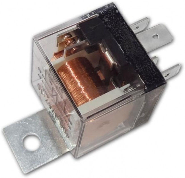 406.3787-10, Реле электромагнитное 12V 4-х контактное 40А замыкающее со светодиодом прозрачный корпус ЭНЕРГОМАШ