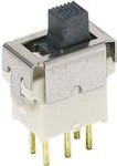 ES02MCBE, Switch Slide OFF None ON SPST Top Slide 20VAC 20VDC 0.4VA 40000Cycles PC Pins Thru-Hole Tray