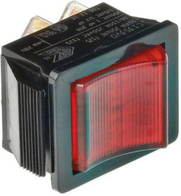 C1353VQNAA, Rocker Switches C1353VQN BLACK RED 230V