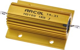 HS100 1R5 J, 1.5 100W Wire Wound Chassis Mount Resistor HS100 1R5 J ±5%