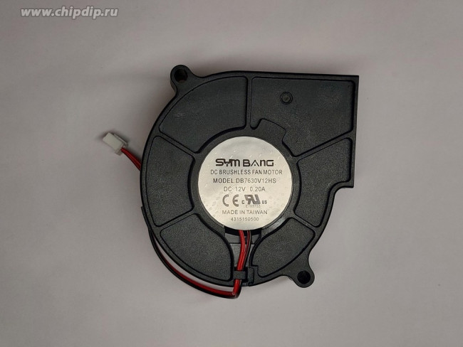 Вентилятор SYM BANG DB7630V12HS 12V DC 0.20A 76X30 2pin (Улитка)