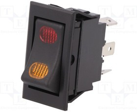 R13-220BC-01-BBRY, ROCKER; SPDT; Pos: 2; ON-ON; 20A/12VDC; black; LED,point; 12VDC; 50m?