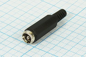 Гнездо питания DC 2.5D5.5, 2 контакта, на кабель, пластиковый хвост; №2104 гн пит DC 2,5D5,5\2C\\каб\пл хвост\