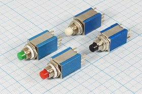 Двухполюсная кнопка без фиксации DPDT, 2xON-(OFF)/OFF-(ON), 220В/1А, белая; №935 W ПКн\220\ 1,0\ON-(ON)\d 8\бел\6P\AN4-2x2\