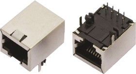 MHRJJ88NFRAS, Гнездо, RJ45, PIN: 8, экранированный, Конф: 8p8c, THT, угловой