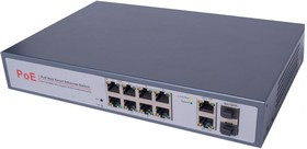 Управляемый PoE Коммутатор, 8 PoE + 2 COMBO, CO-SWP8FM, ComOnyx