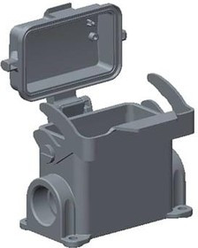 T1620103216-000, Heavy Duty Power Connectors Hood 9MM L 54MM H PG2x16 Side Entry