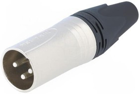NC3MXX, Вилка, XLR, "папа", PIN: 3, прямой, на провод, пайка, 16А, 3,5-8мм