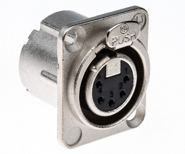 Neutrik NC5FD-LX панельный разъем XLR female 5 контактов с дополнительной защитой от RF помех