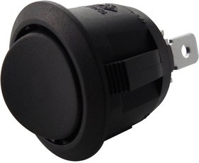 R13-112F-02-BB-0A, Клавишный переключатель, Выкл.-(Вкл.), SPST, Без Подсветки, Панель, Черный, Серия R13