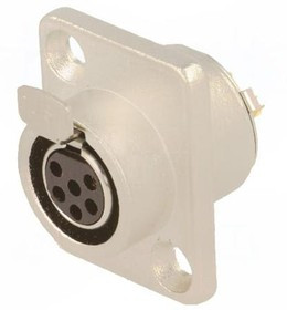 AG6FCRV, XLR Connectors 6 Pole Mini XLR Chassis Mount G Type Female Stamped Contacts Nickel Finish