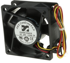 FD2460-C3451E2AL, CeraDyna Series Axial Fan, 24 V dc, DC Operation, 59.6m³/h, 4.8W, 200mA Max, 60 x 60 x 25mm