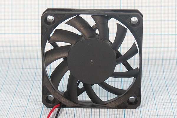 Вентилятор 60x60x10, напряжение 12В, мощность 2,8Вт, выводы 2L, подшипник скольжения, KF0610H1H-R