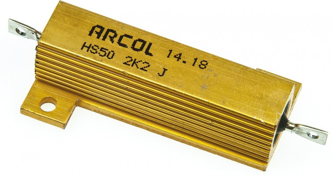 HS50-2K2J, Резистор: проволочный, с радиатором, винтами, 2,2кОм, 50Вт, ±5%