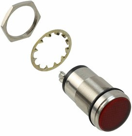 556-1504-304F, PANEL MOUNT INDICATOR, LED, 25.4MM, RED, 24V