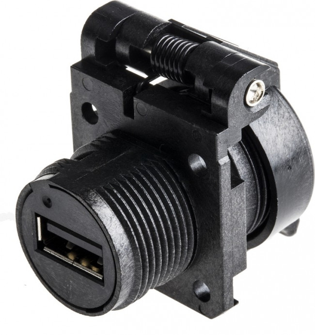 USBAPSCC21, USB Connectors Sq Flange Recpt IP54 W/ SNAPCAP