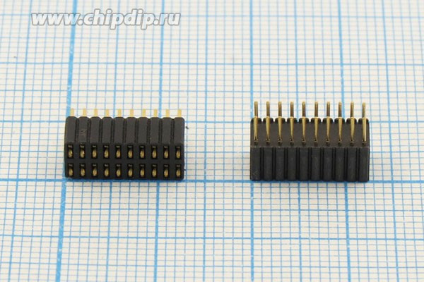 Разъем PBL-2x10 розетка, шаг P1.27x2.54, контакты 20P, монтаж на плату