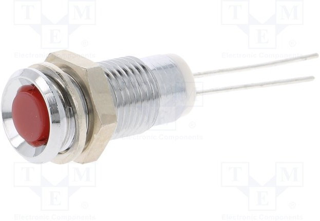 M.5030R, Индикат.лампа: LED, выпуклый, Отв: d8мм, на печатную плату, латунь