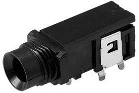 MJ-63022A, Phone Connectors audio jack, 6.35 mm, horizontal, 2 conductor, through hole, 0 switches
