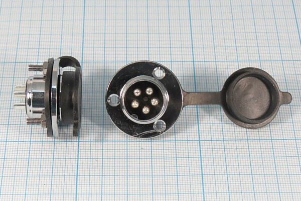 Разъем микрофонный MIC20 вилка, контакты 5P, монтаж на блок/фланец, М19, XS20JK5P-M