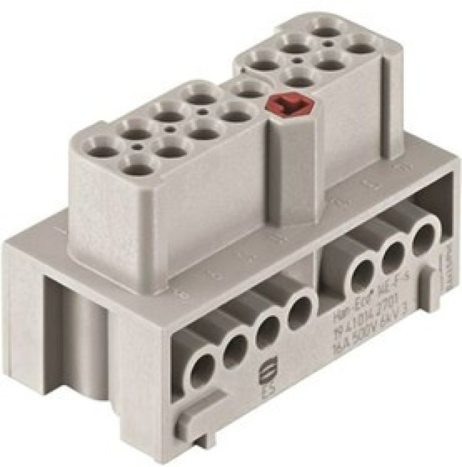 19410142701, Heavy Duty Power Connector Insert, 16A, Female, Han-Eco Series, 14 Contacts