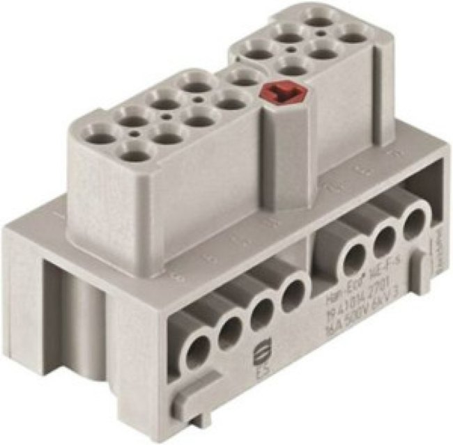 19410142701, Heavy Duty Power Connector Insert, 16A, Female, Han-Eco Series, 14 Contacts