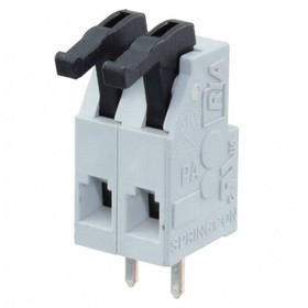 PCB terminal, 2 pole, pitch 5 mm, AWG 28-14, 12 A, spring-clamp connection, gray, AST0250204