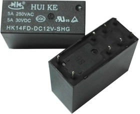 HK14F-DC12V-SHG, Реле силовое, 5А две контактных группы-два направления катушка 12В