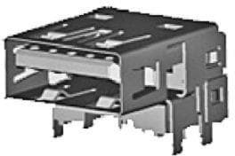 MX-48391-0003, Разъем: USB A; PIN: 9; THT; угловой 90°; Покрытие: позолота; гнездо MX-48391-0003, Разъем: USB A; PIN: 9; THT; угловой 90°; Покрытие: позолота; гнездо